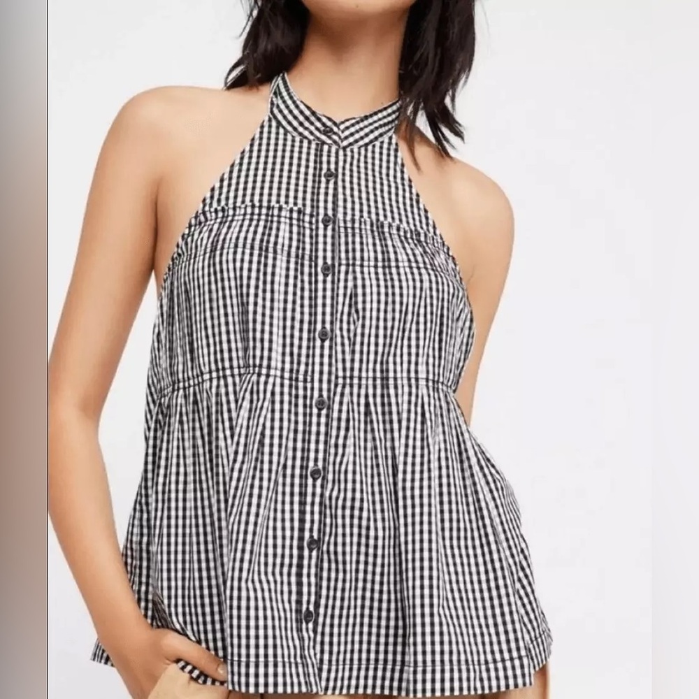 Free People Gingham Halter Top